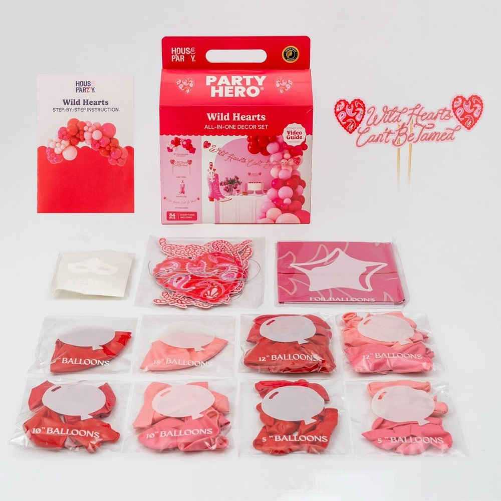 House of Party Wild Hearts Balloons Decor Kit Pink and Red 83ct